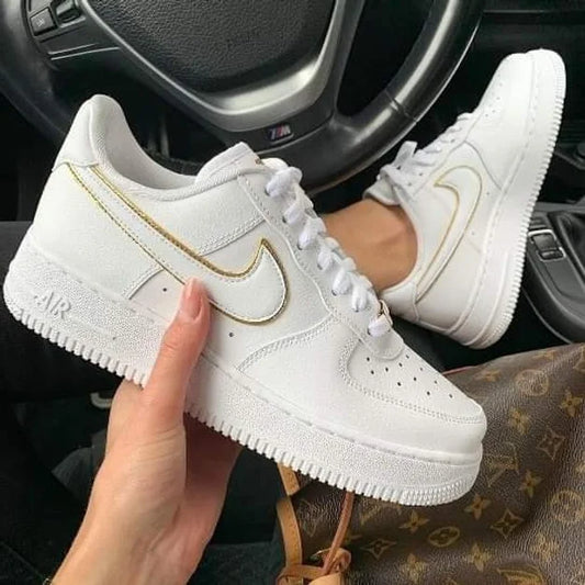 Nike AF1 white and gold